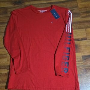 Tommy Hilfiger NWT Bold Red Long Sleeve Tee SIZE 20 LOGO SIGN